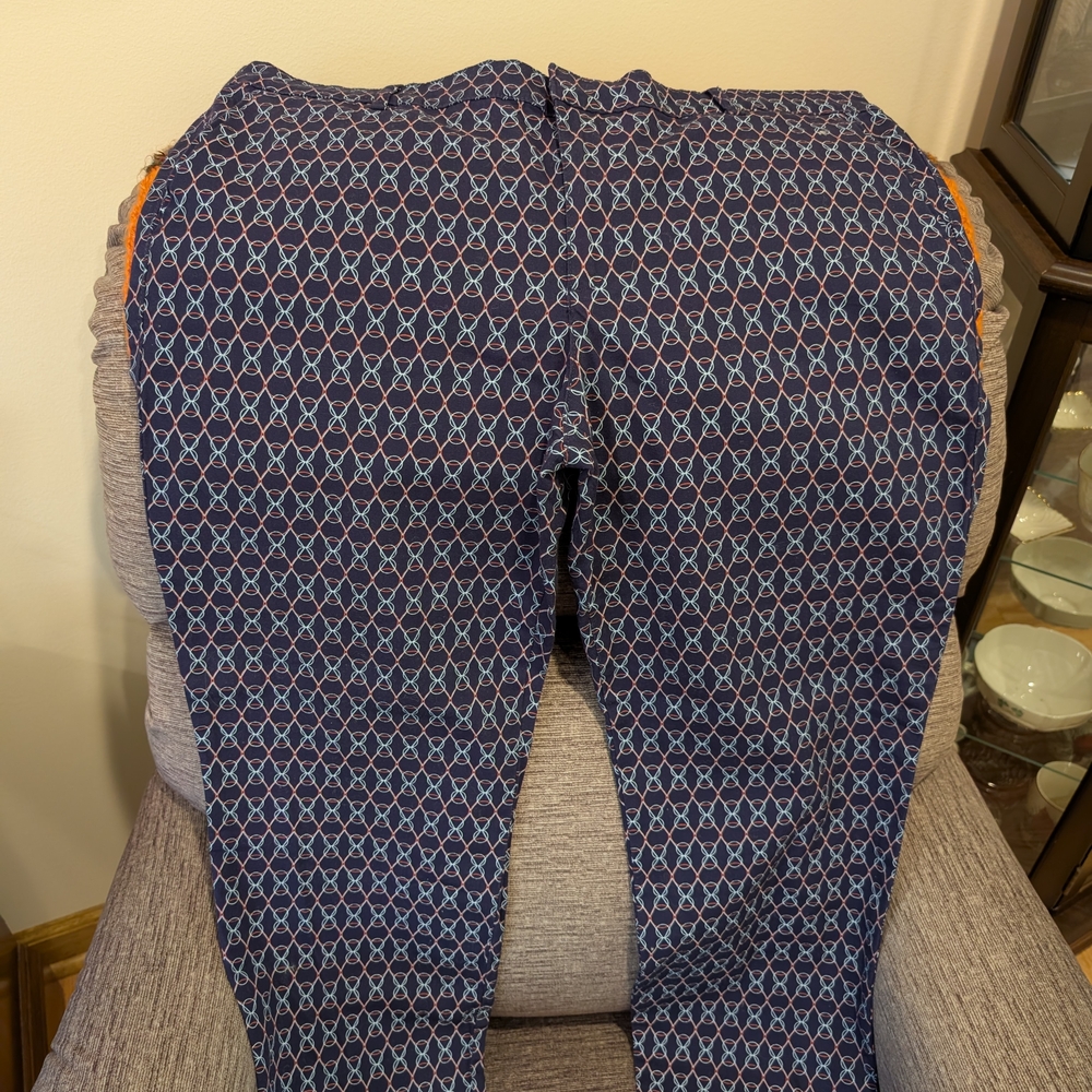 Joe Fresh Navy and Red Patterned Pants